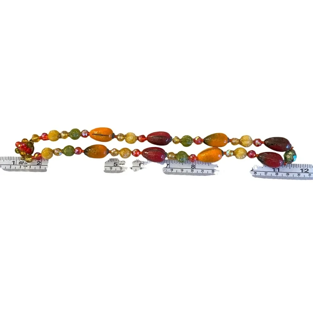Vintage West Germany Art Glass Jewelry Set Autumnal Mid Century Retro Bohemian